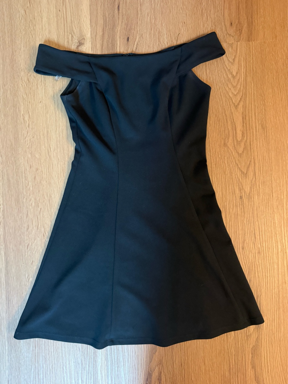 Off the shoulder black mini dress